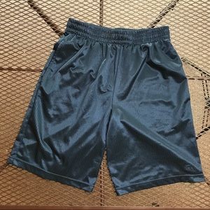 NAVY PIN STRIPED STARTER DRAWSTRING ELASTIC SHORTS